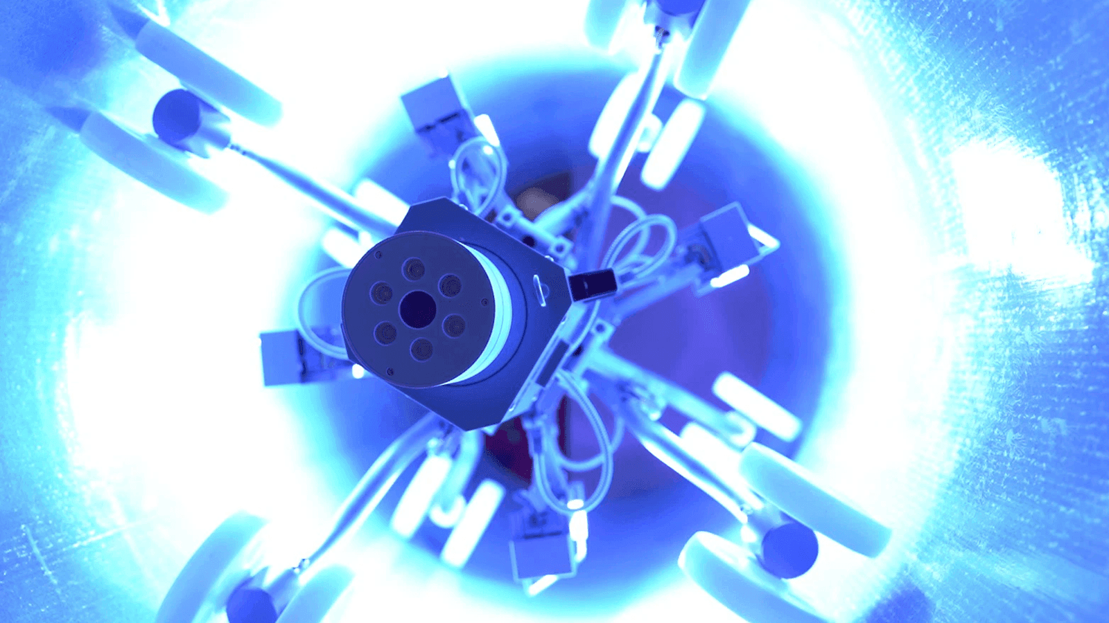 UV-CIPP liner being cured inside a pipe